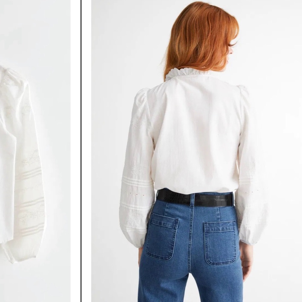 & Other Stories Embroidered Puff Sleeve Blouse - Picture 4 of 8